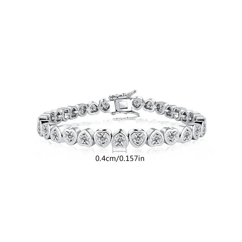 14K Gold Trendy Heart 4mm Lab Diamond Bangle Bracelet Jewellery Gift.