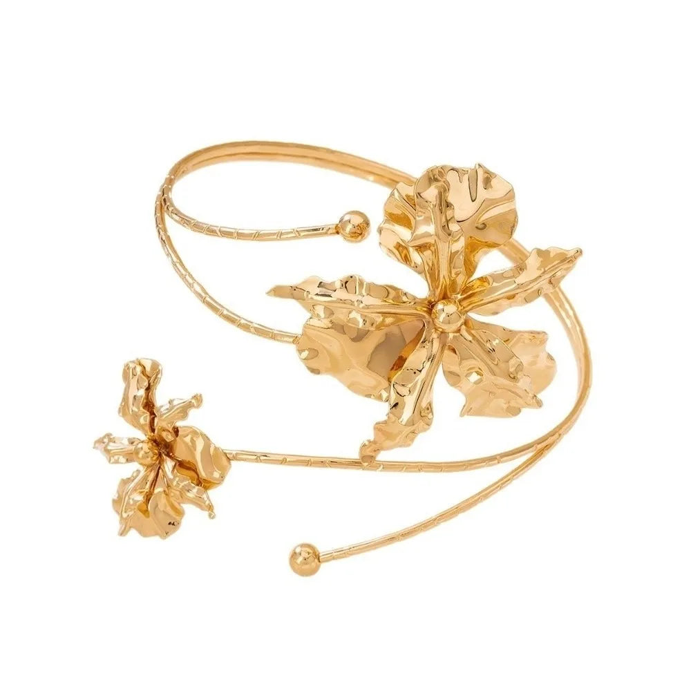 Fairy Enamel Glaze Butterfly Orchid Bracelet Adjustable Floral Open Arm Bangle Cuff Exotic Style Flower Armband Gift