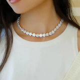 Colorful Natural Freshwater Plum Blossom Baroque Flower Pearl Necklace S925 Pure Silver Buckle Tail Chain.