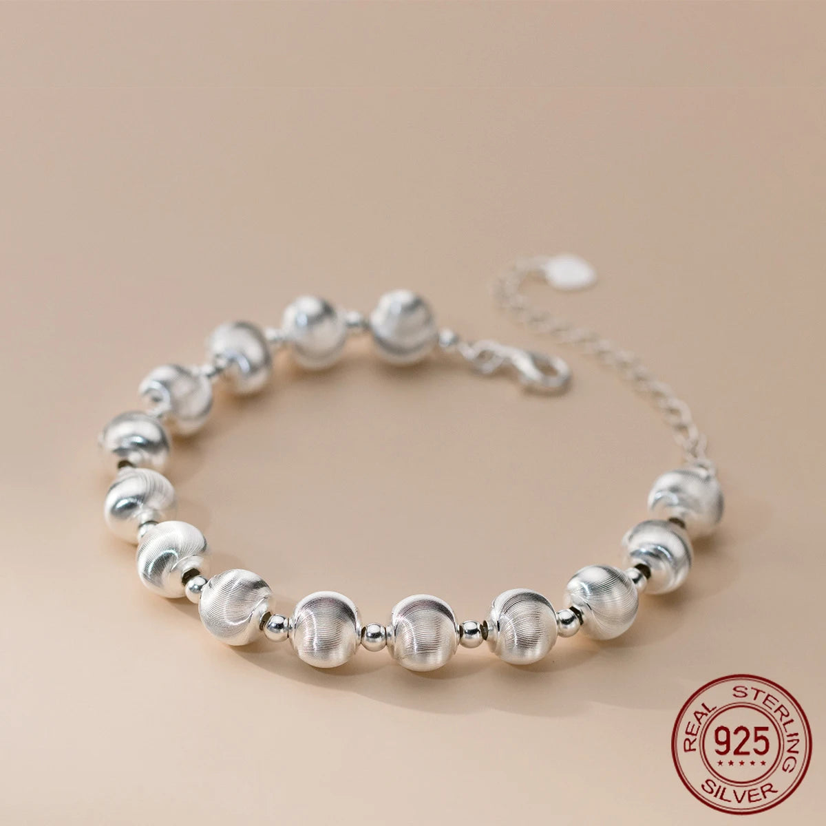 La Monada 16+5cm Simple Silver Bead Bracelets For Women Silver 925 Geometric Bead Chain Sterling 925 Silver Women's Bracelet