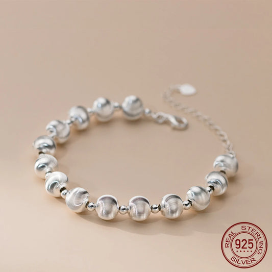 La Monada 16+5cm Simple Silver Bead Bracelets For Women Silver 925 Geometric Bead Chain Sterling 925 Silver Women's Bracelet
