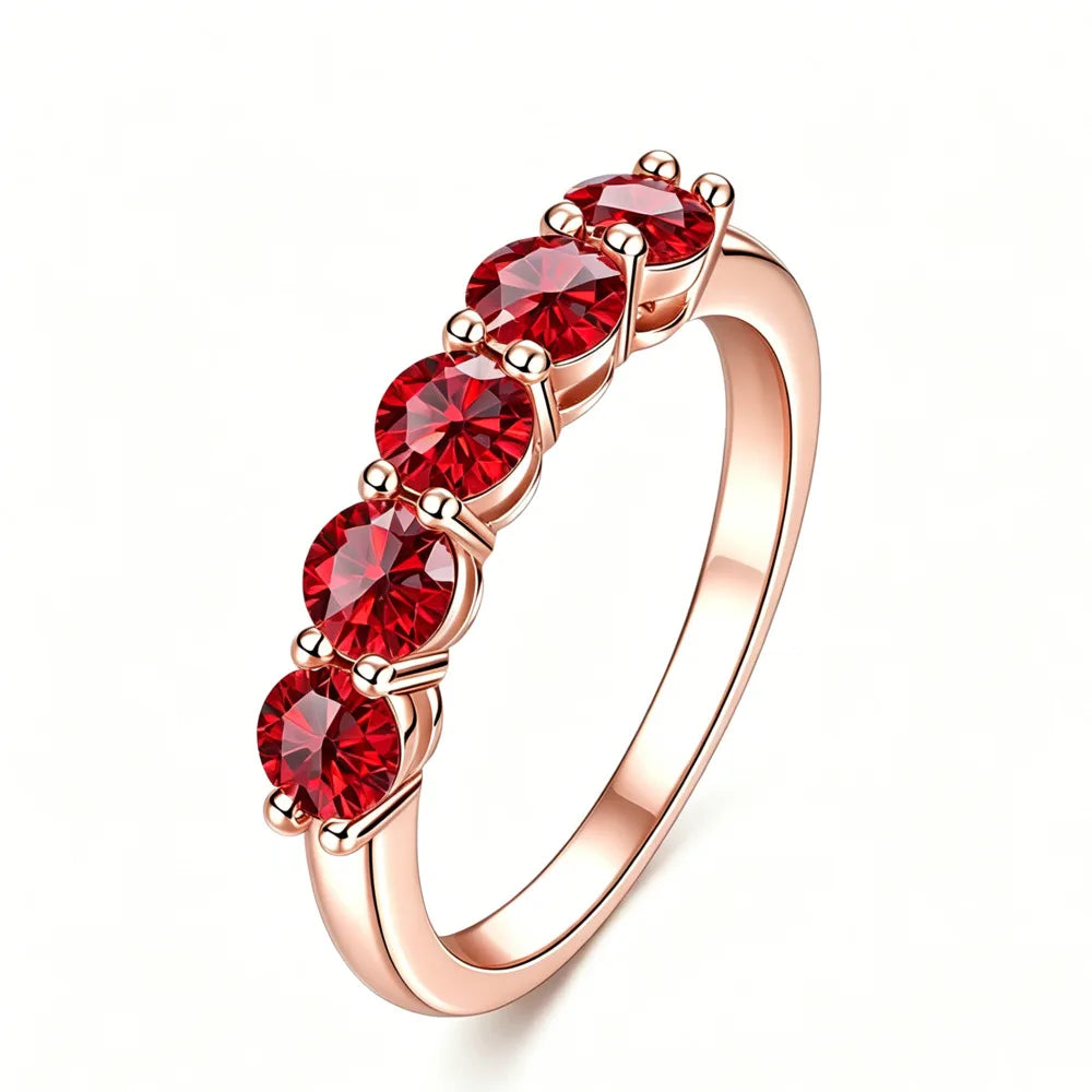 925 Sterling Silver Half Eternity Ring Round Cut D VVS1 Multi Color Moissanite Stackable Fine Jewellery.