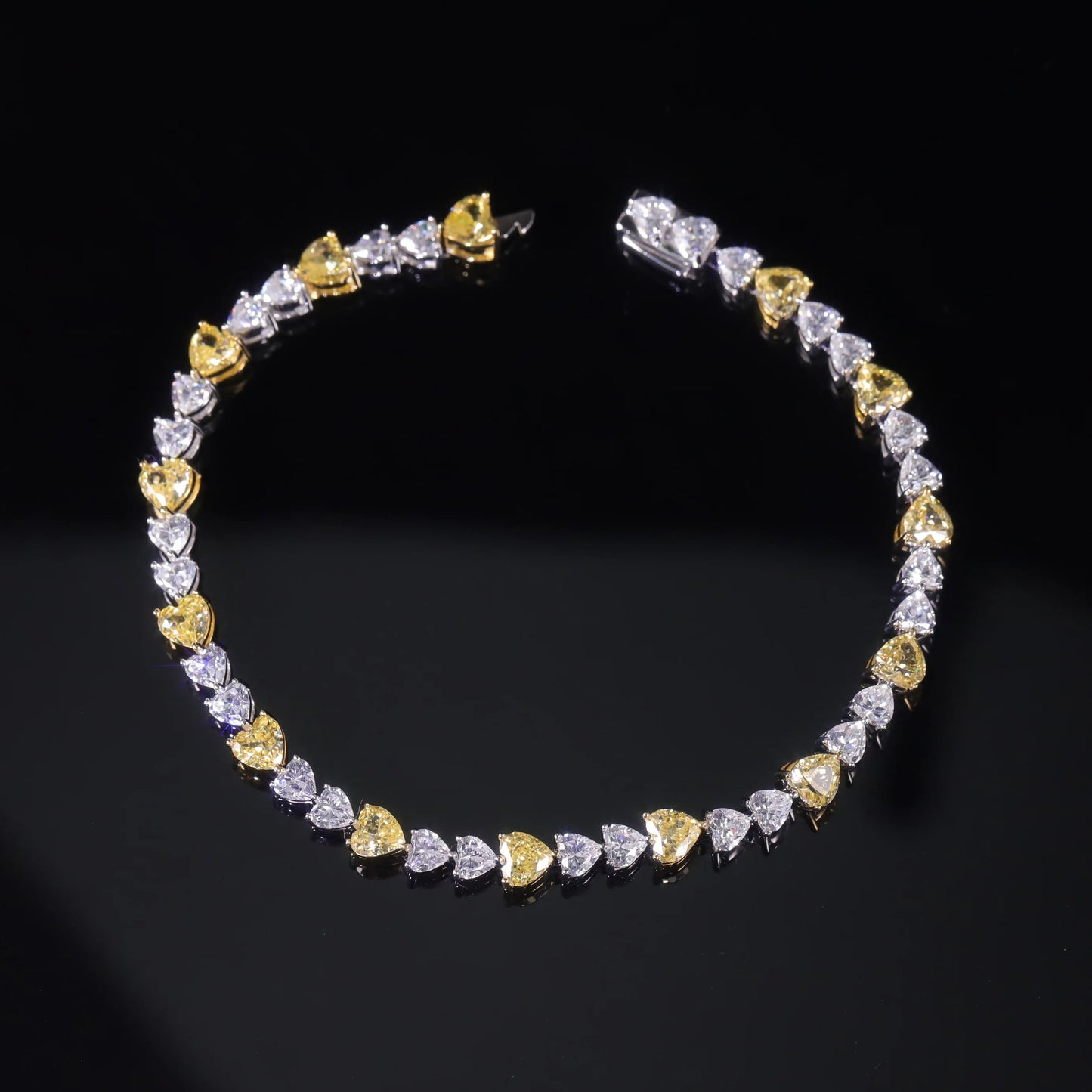 GEM'S BALLET Art Deco Diamond-fire CZ-  Fancy Light Yellow Tennis Bracelet