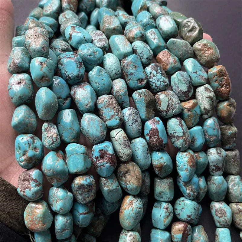 Hubei Raw Turquoise Nugget Beads 100% Natural Gemstone Genuine Natural Gem Stone for Bracelet Diy Healing Power Jewelry Making