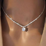 Moissanite 6 Prong Crown Pendant Necklace Real S925 Sterling Silver Sparkling Cauliflower Chain Fine Jewellery.