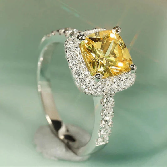 Graceful Ring Bright Yellow Crystal Accessories  Fashion Aesthetic Jewellery.