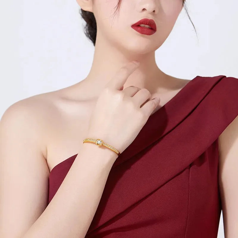 AU999 Gold Bracelet Diamond Clasp Bracelet AU750 Women's Simple Light Bracelet 24K Real Gold Bracelet Jewellery.