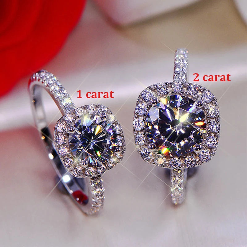 Moissanite Diamond Square Ring D Color 1CT 2CT Real 925 Sterling Silver Fine Jewellery RI018.