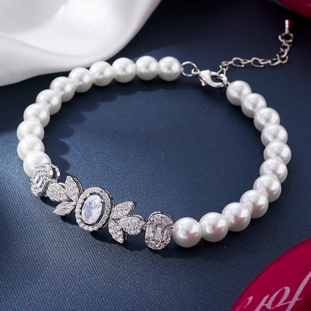 Pearl Jewelry Sets  Cubic Zirconia Set Full Jewellery Accessory.