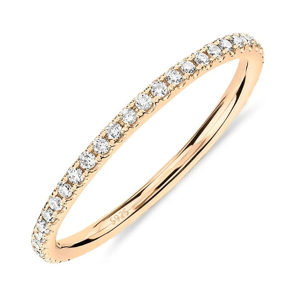 14K Gold Plated Simulated Diamond Stackable Ring Lady Luxury Cubic Zirconia Jewellery.
