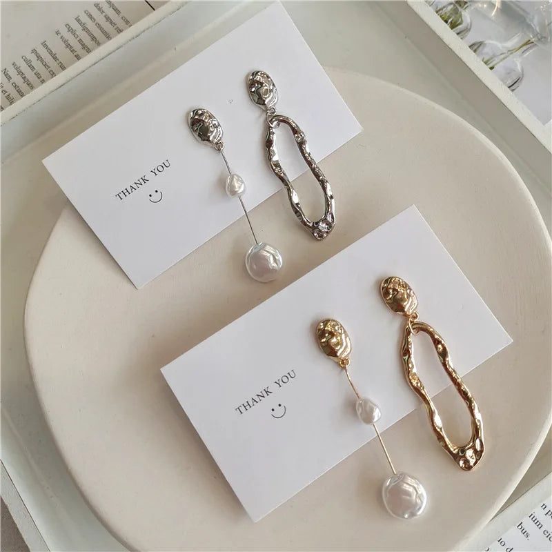 New Elegant Irregular Earring Pearl Metallic