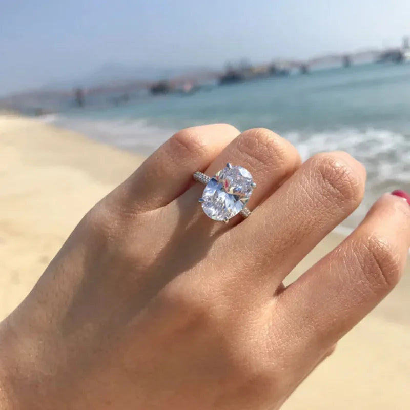 8CT Oval Cut All Moissanite Ring S925 Silver Sparkling Lab Diamond Moissanite Fine Jewellery