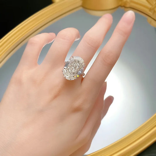 Handmade Oval Cut 15ct Lab Moissanite Diamond Ring 100% Real 925 Sterling Silver Rings.
