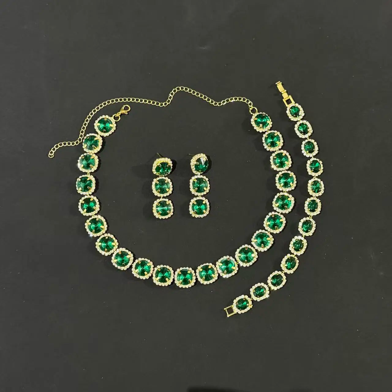 European and American necklace, earring, bracelet set, high-end bridal jewelry set, accessories suitable for daily wear at parti