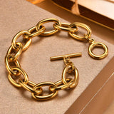 Chunky Bold Bracelets, Stainless Steel, Bracelet Gold Plated Tarnish Free.