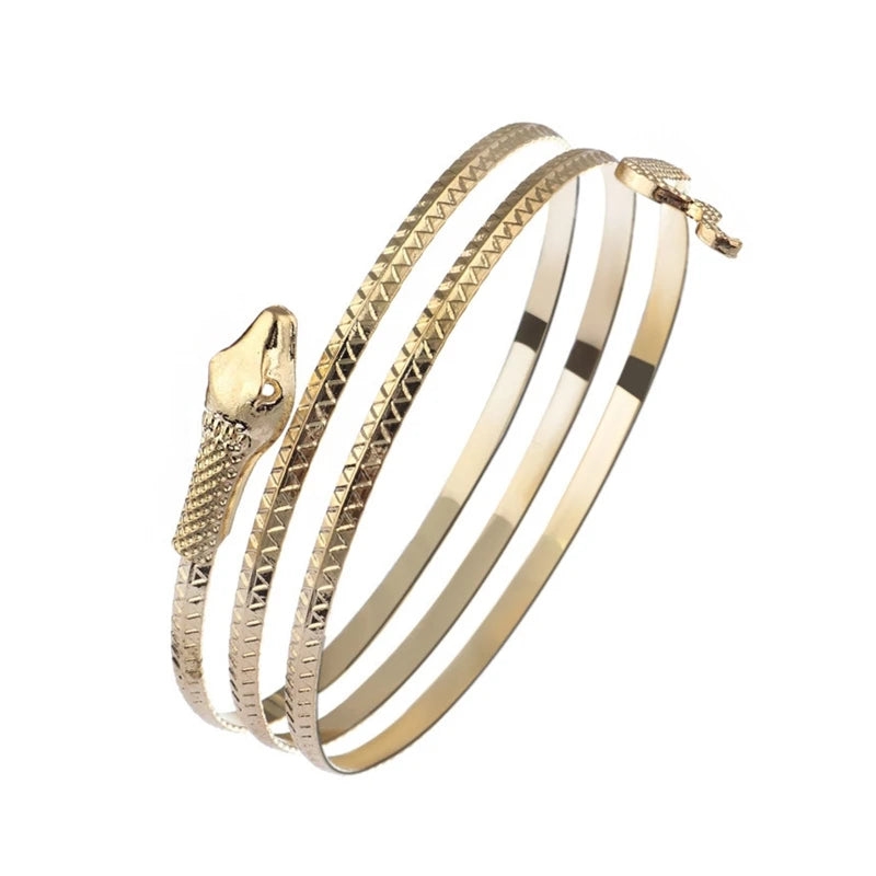 Upper Arm Bracelet Metal Coil Swirl Spiral Shape Armband Cuff Fashion Simple Arm Bangle Armlet Adjustable for Women Girl