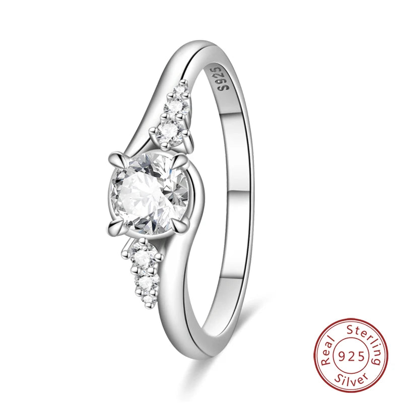 Original 925 Sterling Silver Minimalist Ring Sparkling Cubic Zirconia Ring Jewelry.