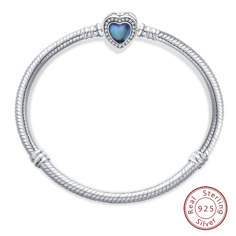 Bracelet Silver 925 Original Star Moon Sun Four Leaf Clover Green Zircon Bracelets Jewellery.