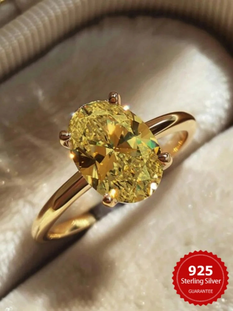 925 Sterling Zirconia 1-3CT Gorgeous Shiny Oval Stone Ring Luxury High Quality Jewelry.