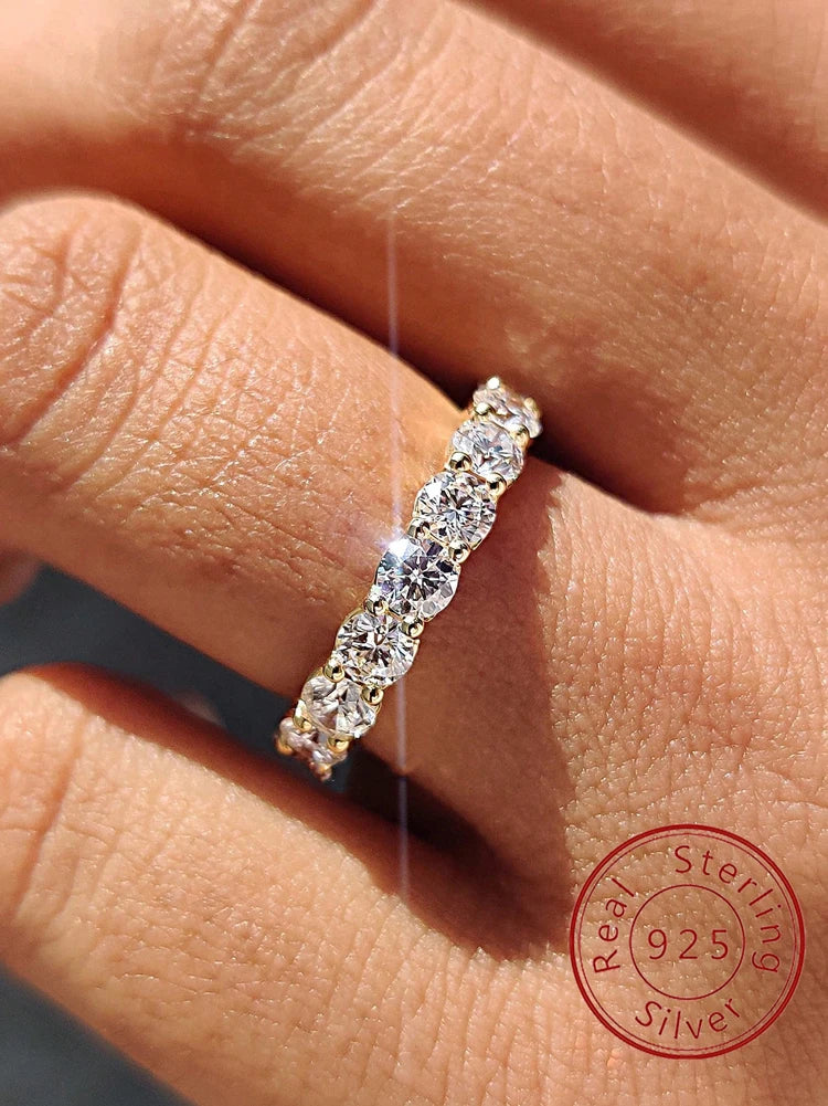 Sterling Silver Round Zircon Shiny Gorgeous Rings