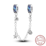Safety Chain Fit Original 925 Sterling Silver Beads Moon Star Butterfly Heart shaped Jewellery Gift.