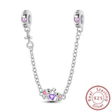 Safety Chain Fit Original 925 Sterling Silver Beads Moon Star Butterfly Heart shaped Jewellery Gift.