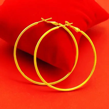18K  Gold Earrings 3cm in Diameter, Exuding Simple, Fashionable and High - end Temperament
