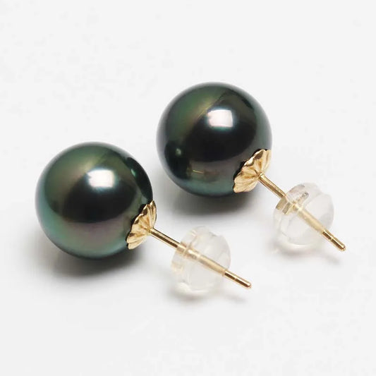 Real Sea Water Pearl Earrings,18K Gold Stud Pearl Earrings perfect Gift.