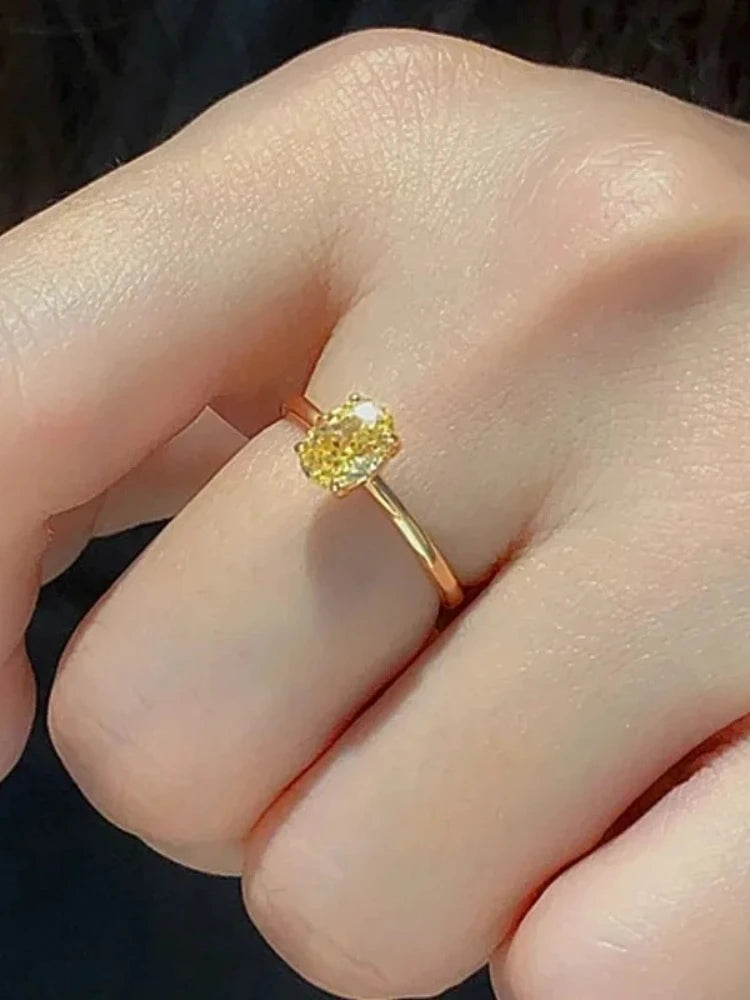 925 Sterling Zirconia 1-3CT Gorgeous Shiny Oval Stone Ring Luxury High Quality Jewelry.