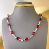 925 Sterling Silver Necklace Ruby Pendant Industrial Chic Gemstone Jewellery.
