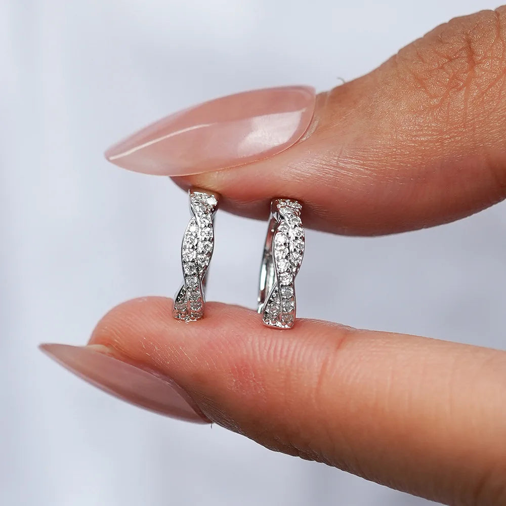 Vintage Ear Clips PT950 Platinum Women's! 0.5CT Moissanite Elegant Hoops, High-End Eye-Catching & Chic