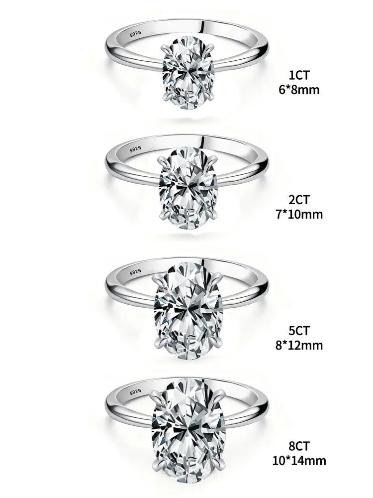 925 Sterling Zirconia 1-3CT Gorgeous Shiny Oval Stone Ring Luxury High Quality Jewelry.