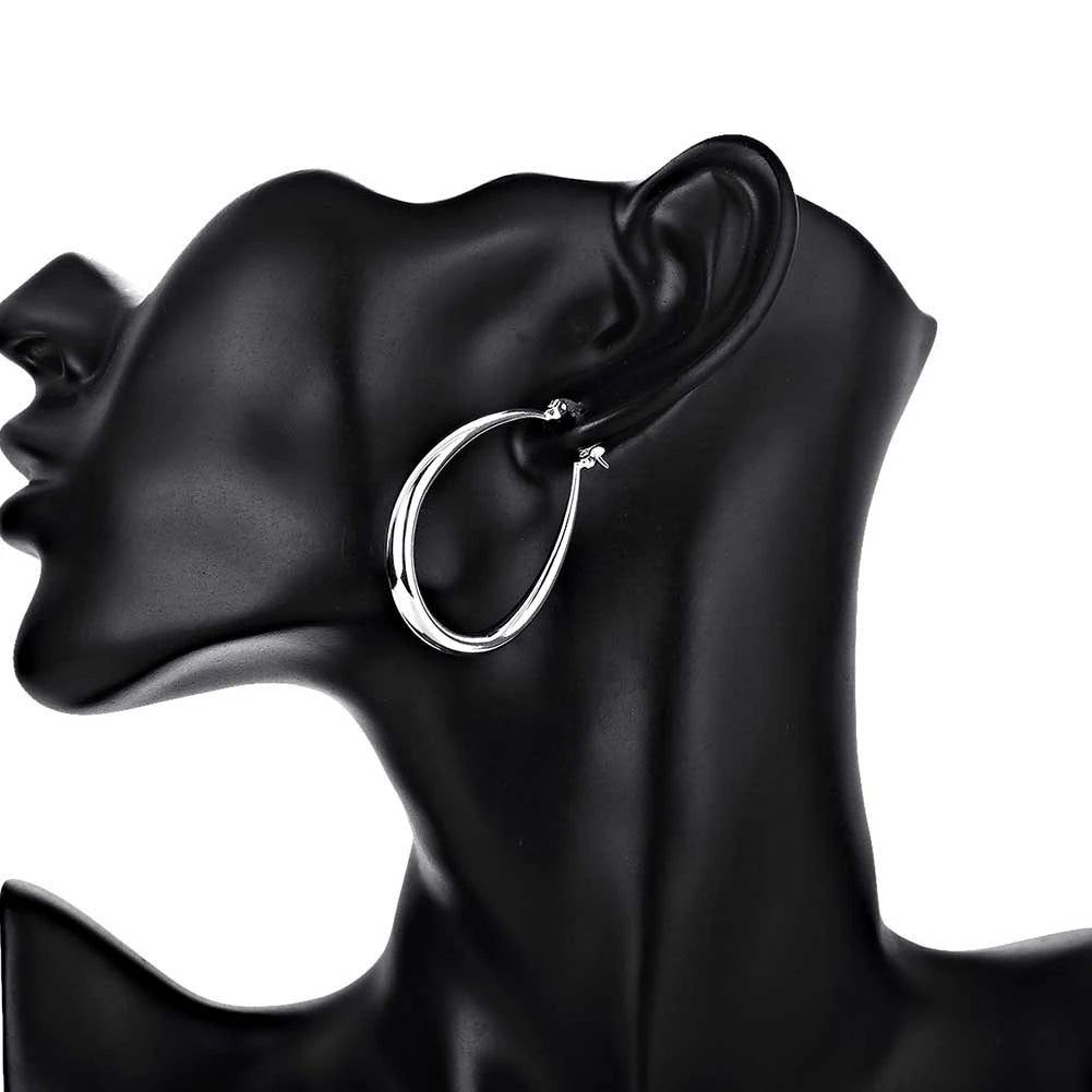 Silver 18K  oval earrings for women Fashion