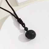 16 Mm Black Tiger Eyes Stone Necklaces with Adjustable Braided Rope Cords Natural Crystal Pendant.