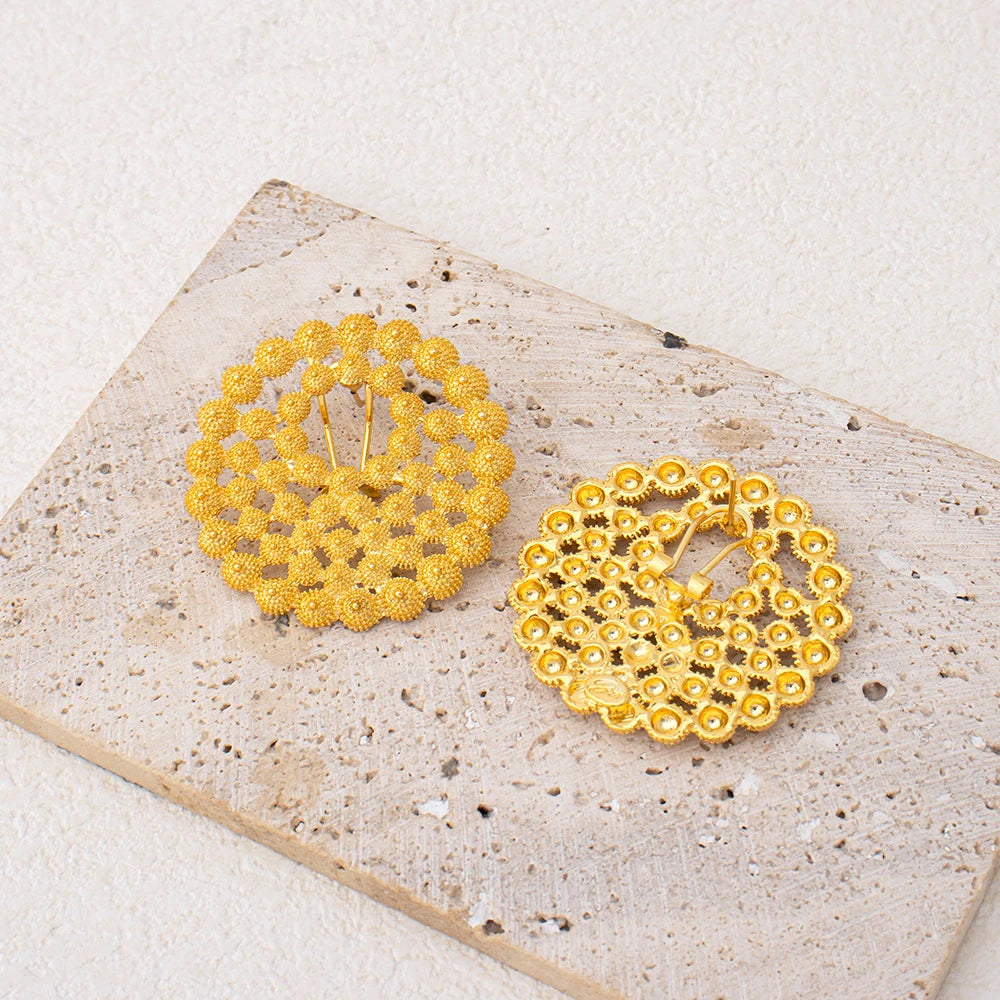 18k Gold Plated Necklace Earrings Ring Jewelry Set Earrings and Finger Ring 2Pcs Set.