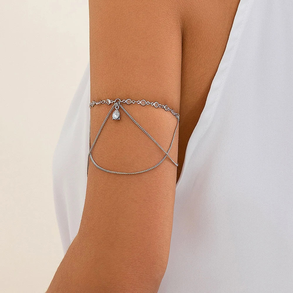 Arm Bracelet Adjustable Crystal Chain Arm Bangle Beach Fashion Pulseiras Bijoux Lover Bracelet Hip Hop Bangles For Women B070