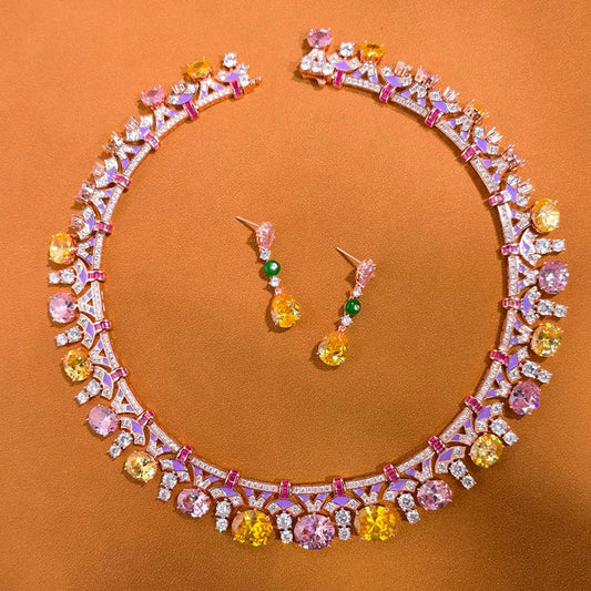 Pure 925 Sterling Silver Jewelry Jewelry Set High Quality Earrings Necklace.