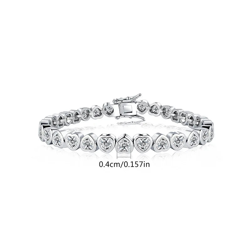 14K Gold Trendy Heart 4mm Lab Diamond Bangle Bracelet Jewellery Gift.