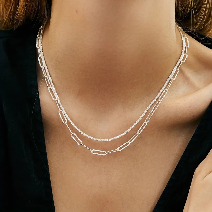 2pcs Lovely 925 Sterling Silver Necklace Bracelet Jewelry Set