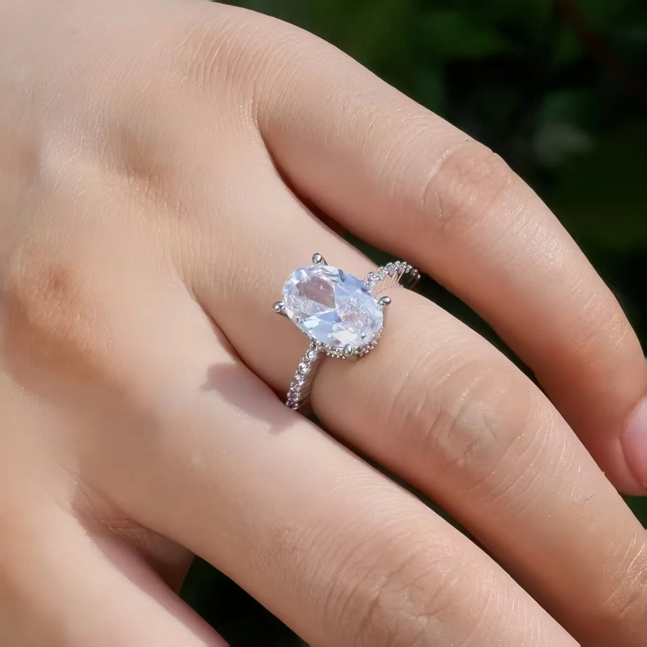 Solitaire Oval 4Ct Lab Diamond Cz Ring 100% Original 925 Sterling Silver Jewelry