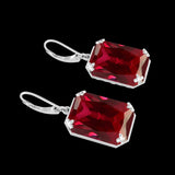 925 Sterling Sliver Earrings Vintage Ruby Gemstone  Lever Back Drop Earring Handmade Jewellery Designers.