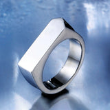 316L Stainless Steel Simple Rings For Men Square Band Flat Ring Charm Jewellery