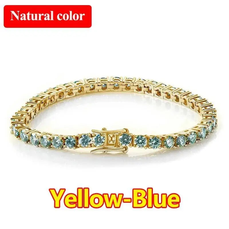 3mm Multicolor Full Moissanite Tennis Bracelet S925 Silver VVS1 Moissanite Bracelet 14-23cm.