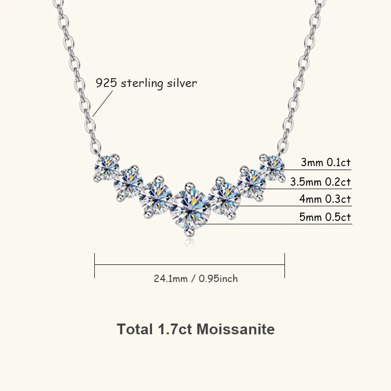 Moissanite Necklace D VVS1, D Color Sparkling Lab Diamond Luxury Necklaces 925 Sterling Silver with Certified.