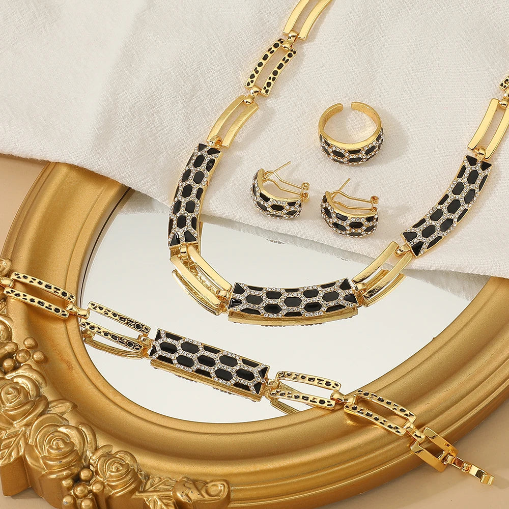 stainless steel  24K Real gold plating Retro thick chain Jewelry Set.