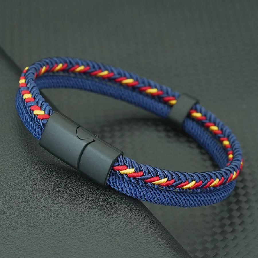 Noter Germany Flag Braided Bracelet For Men Handmade Woven Rope Wristband Grade A Fabric National Color Bangle Football Fan Gift