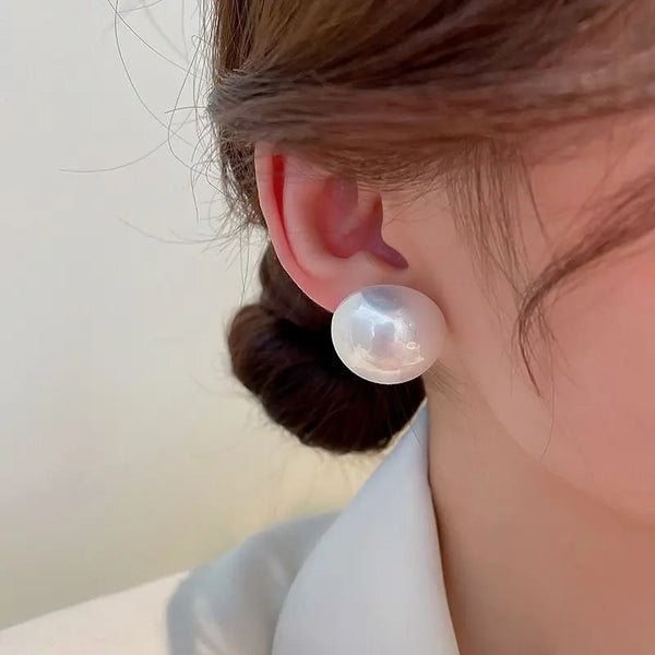 2.0CM Big Imitation Pearl Round Stud Earrings Minimalist Statement.