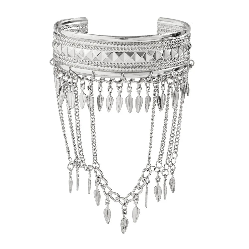 New Metal Tassel Arm Chain Adjustable Fashion Wide Open Bangle Retro Arm Bracelet Women