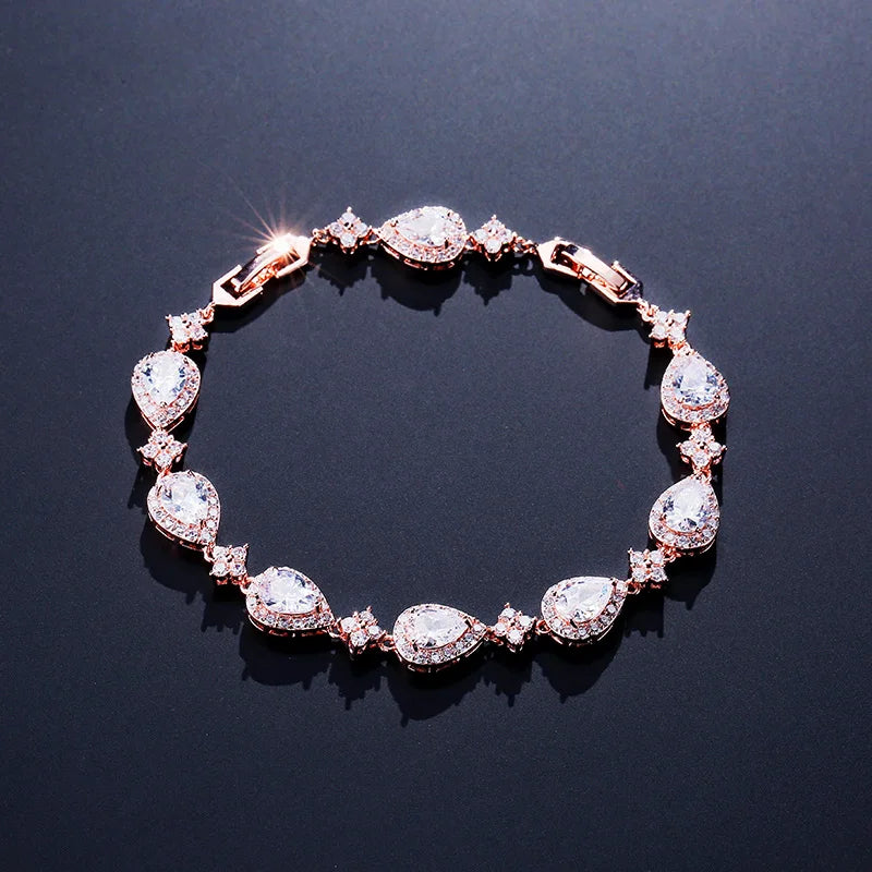 Classic Geometric Water Drop CZ Bracelet Gorgeous Zircon Jewellery.