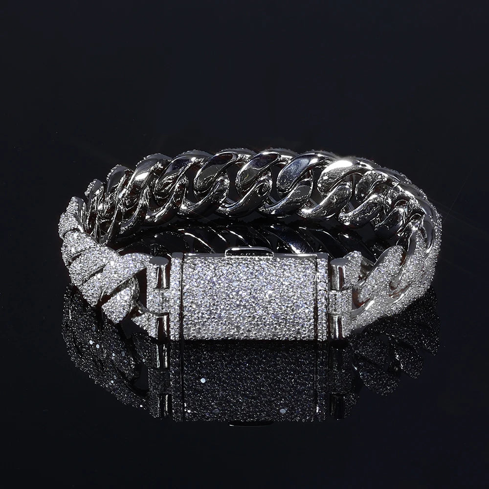 ESKEEM New 14mm Irregular Cubic Zirconia Cuban Link Bracelet for Men Hip Hop Jewelry Iced Out Diamond Bubble Chain Fine Gift